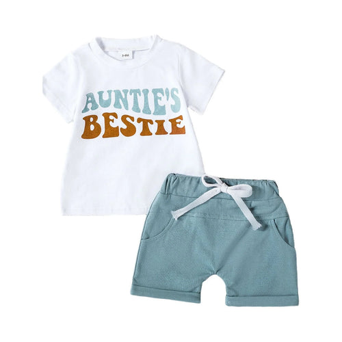 Toddler Boy Summer Shorts Set 2 Piece Short Sleeve Cartoon Letter Prints T Shirt Tops Shorts Kids Set Clothes Set Outfits,Size 18-24 Months