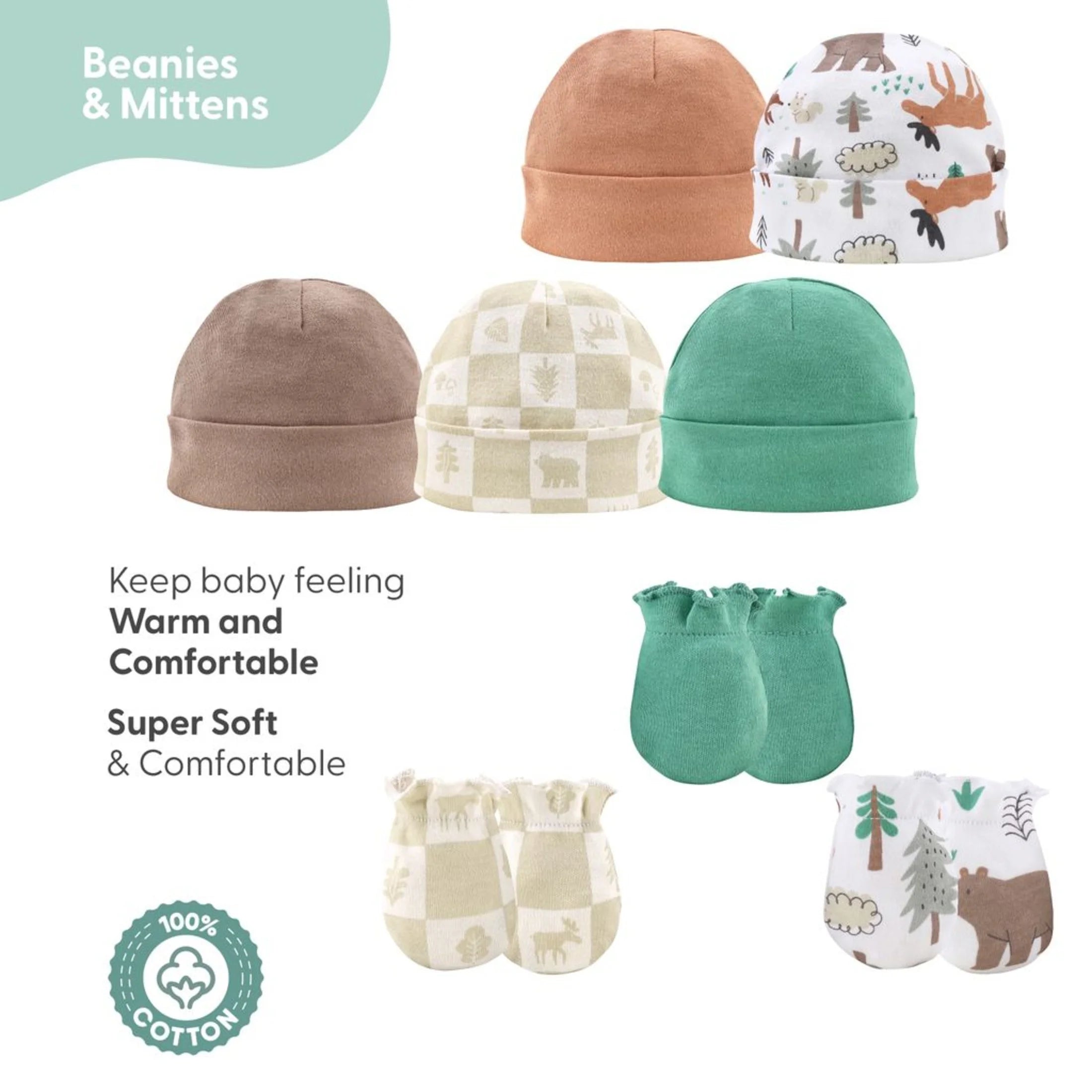 Newborn Baby Layette Gift Set for Baby Boys, Woodland Animals, 23 Essential Pieces, 0-3 Months